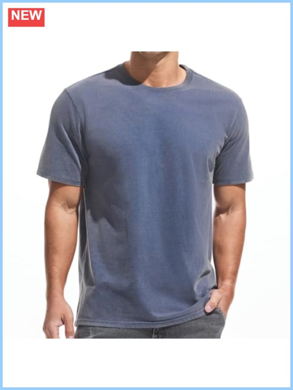Heavyweight 100% Cotton Crew Neck T-Shirt Men's Thick Distressed Washed Tee